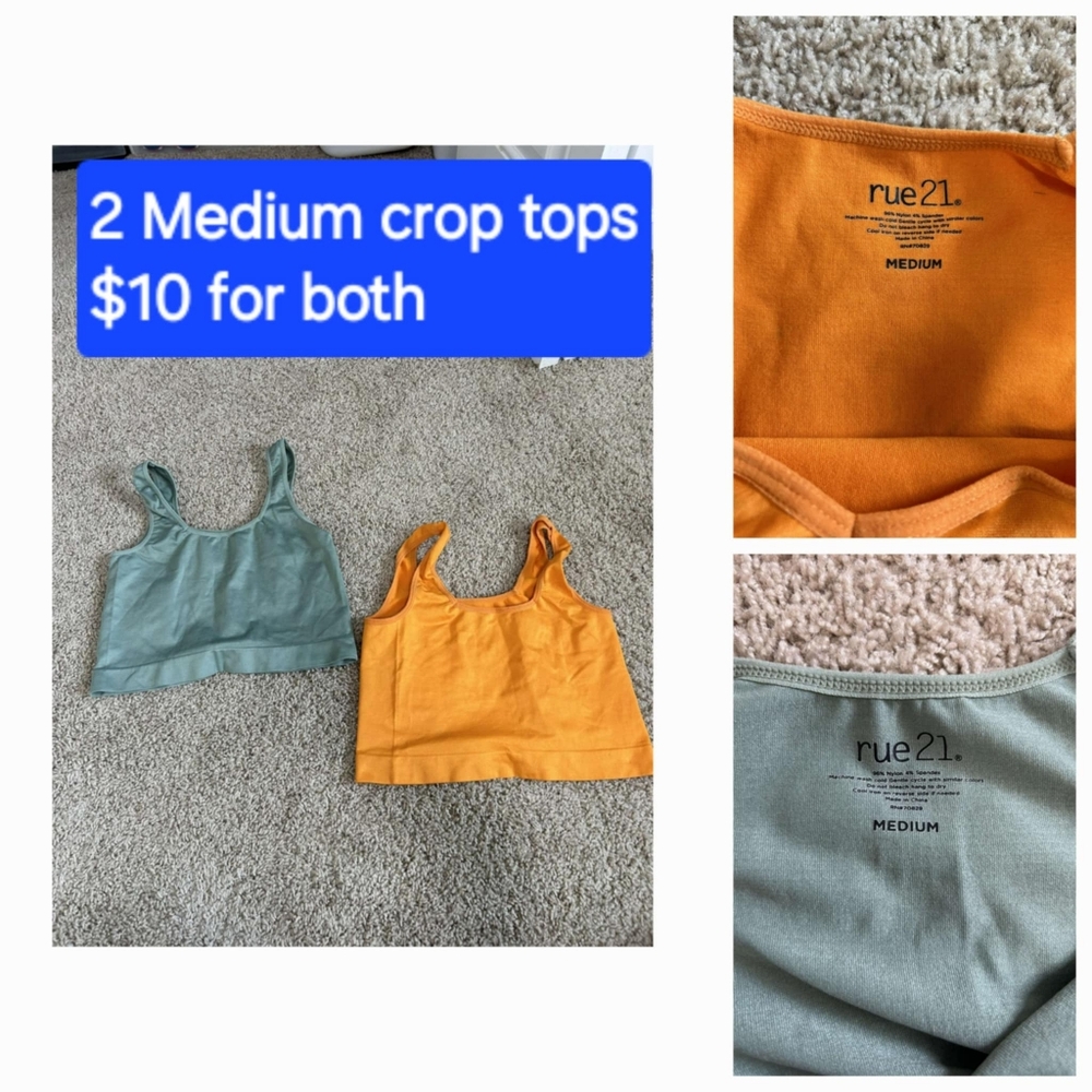 Rue21 Medium Crop Tops - Orange and Green